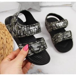 American Club pěnové sandály na suchý zip pro chlapce černá šedá vícebarevný zelená 1