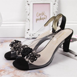 Dámské transparentní sandály s černými kamínky Sabatina černá 2