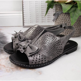 Dámské sandály s grafitovou mašlí Jezzi vícebarevný šedá 2