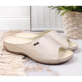 Dámské kožené pantofle na zlatém klínku Helios 105 zlatý 2