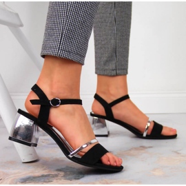 Černostříbrné sandály na sloupku od Sergio Leone černá stříbrný 2