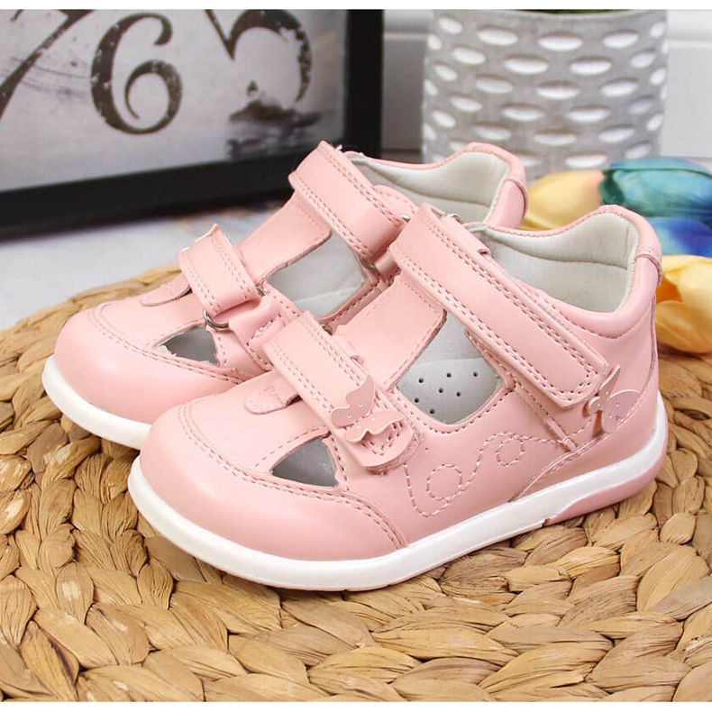 Dívčí celorůžové sandály American Club růžový 2