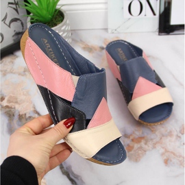 Pohodlné barevné kožené dámské pantofle Artiker vícebarevný 1