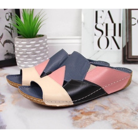 Pohodlné barevné kožené dámské pantofle Artiker vícebarevný 2