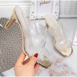 Transparentní dámské pantofle se zlatými kubickými zirkony Sabatina bezbarvý 1