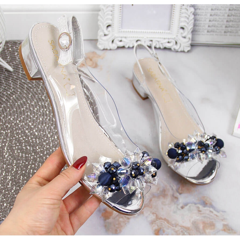 Dámské transparentní sandály se stříbrnými kamínky Sabatina 1