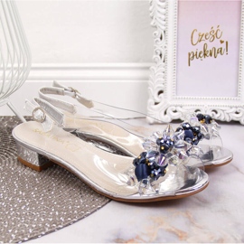 Dámské transparentní sandály se stříbrnými kamínky Sabatina 2