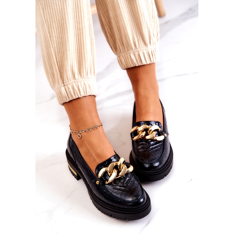 PA2 Dámské mokasíny Kožené mokasíny Black Mollie černá 4