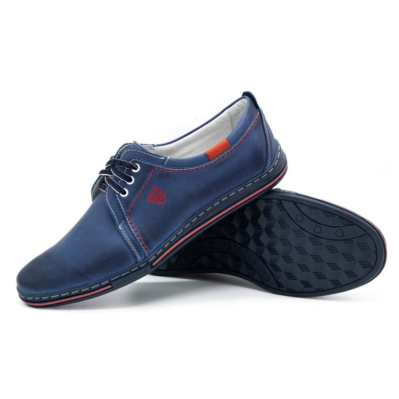 Polbut Pánské kožené boty 343 Navy Blue modrý 3