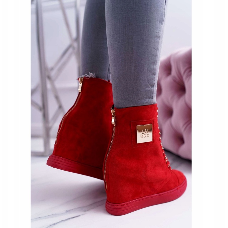 Dámské tenisky Lu Boo s řetězy semišové červené Monica 4