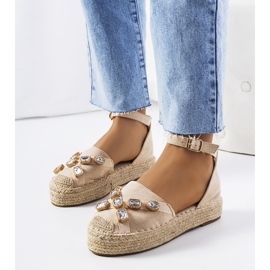 Béžové espadrilky s kubickou zirkonií Taimi béžový 1