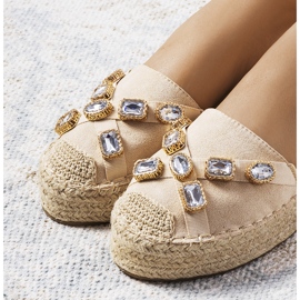 Béžové espadrilky s kubickou zirkonií Taimi béžový 2