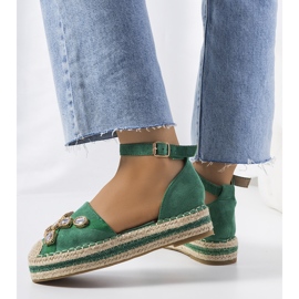 Zelené espadrilky s kubickou zirkonií Taimi zelený 1