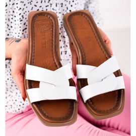 W. Potocki Potocki bílé kožené pantofle bílý 1