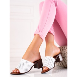 W. Potocki Kožené Pantofle Na Podpatku Potocki bílý 1