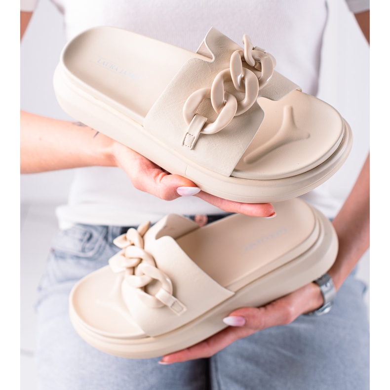 Módní béžové pantofle LA.FI béžový 1 Módní béžové pantofle LA.FI béžový 1