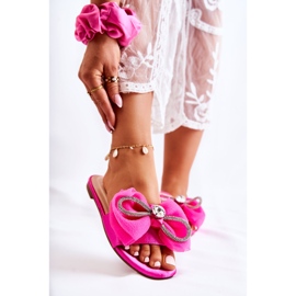 PS1 Dámské pantofle s ozdobnou mašlí Fuchsiová Calerine růžový 1 PS1 Dámské pantofle s ozdobnou mašlí Fuchsiová Calerine růžový 1