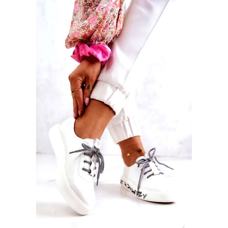 S.Barski Dámské Kožené Tenisky Na Platformě Bílé Marien bílý 2