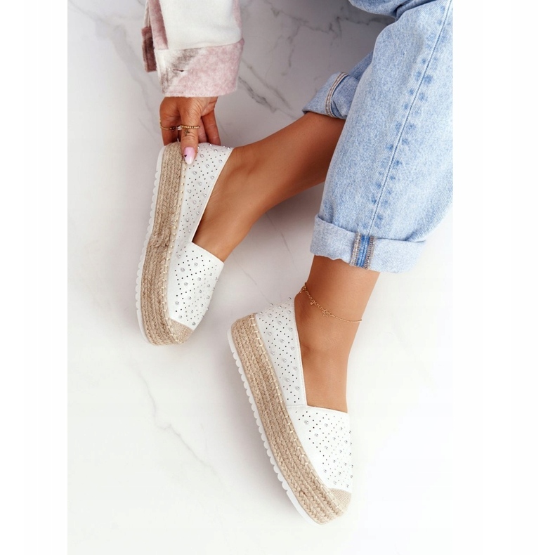 S.Barski Espadrilky na platformě Straw S. Bararski White bílý stříbro 3