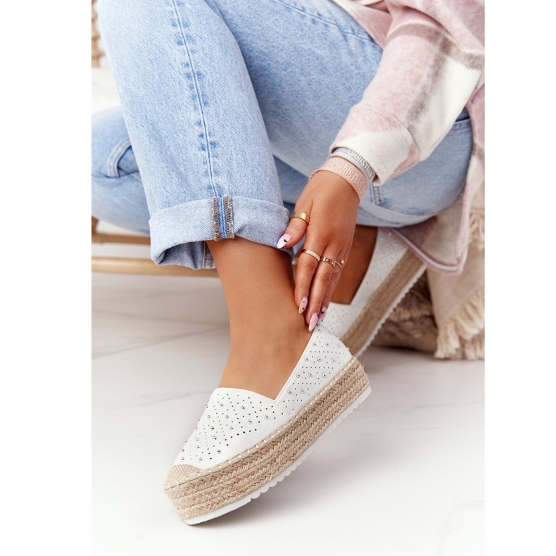 S.Barski Espadrilky na platformě Straw S. Bararski White bílý stříbro 1