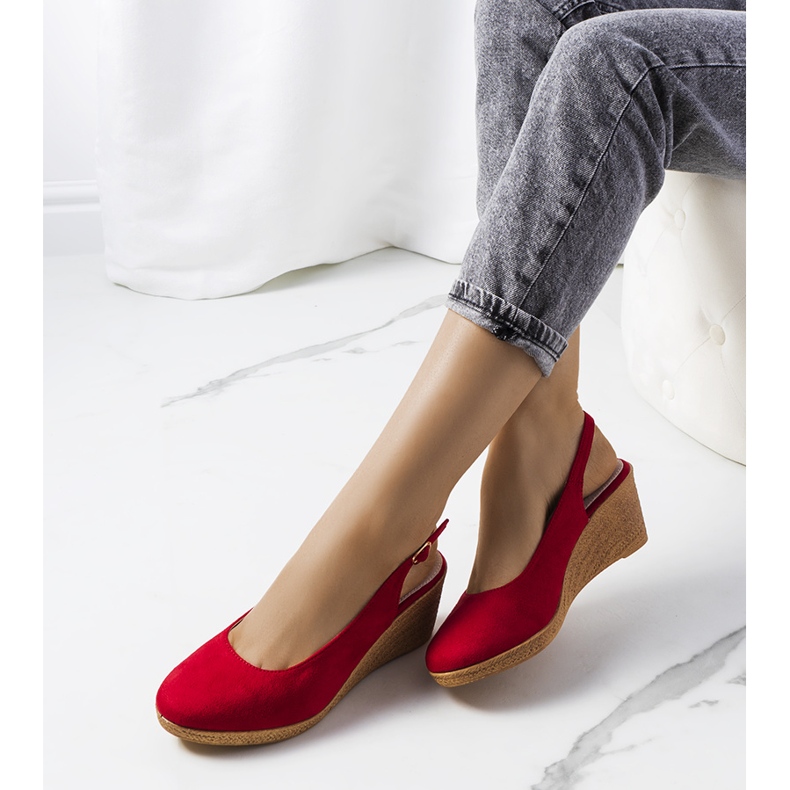 Červené espadrilky na klínu Ribeiro červený 1