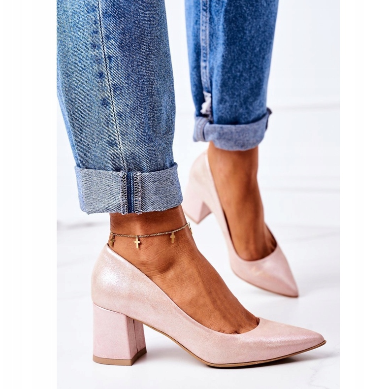 Lewski Shoes Saténové lodičky se zvířecím vzorem boty Lewski 2801 růžové růžový 2