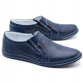 Polbut Pánské kožené boty 334 navy blue modrý 3