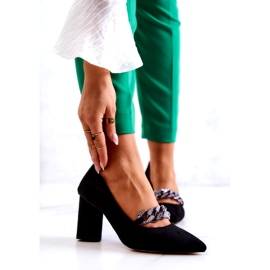 S.Barski Dámské semišové čerpadly s černým řetězcem 1