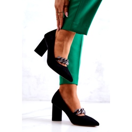 S.Barski Dámské semišové čerpadly s černým řetězcem 3