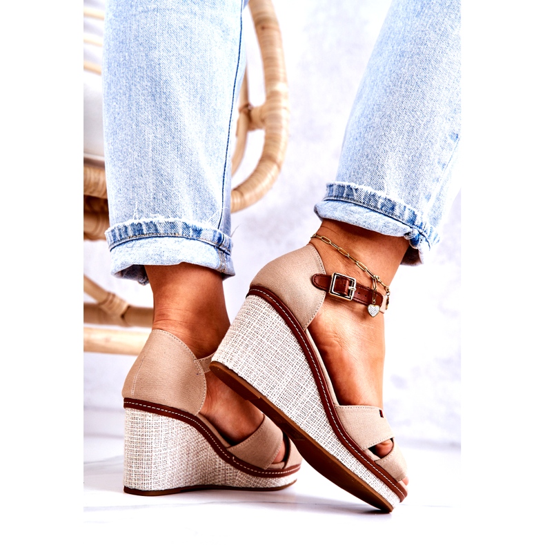 PS1 Dámské Sandály Na Klínu Tmavě Béžová Veenus béžový hnědý 4 PS1 Dámské Sandály Na Klínu Tmavě Béžová Veenus béžový hnědý 4