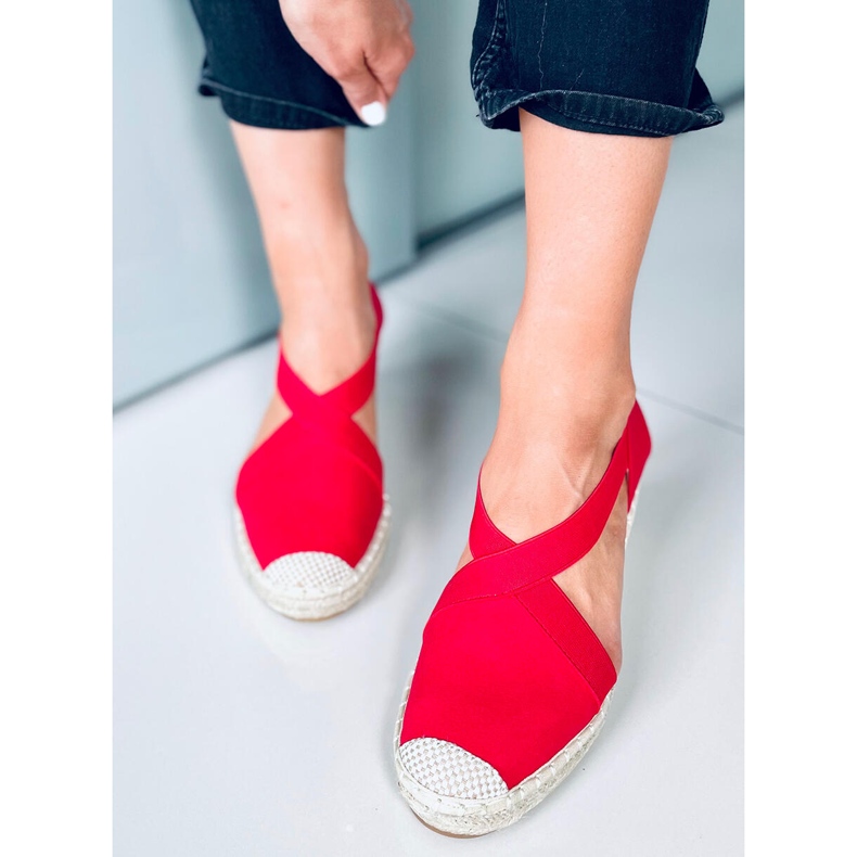 Espadrilky Sandály na klínku Dolor Red červené 1