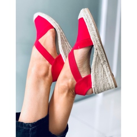 Espadrilky Sandály na klínku Dolor Red červený 2