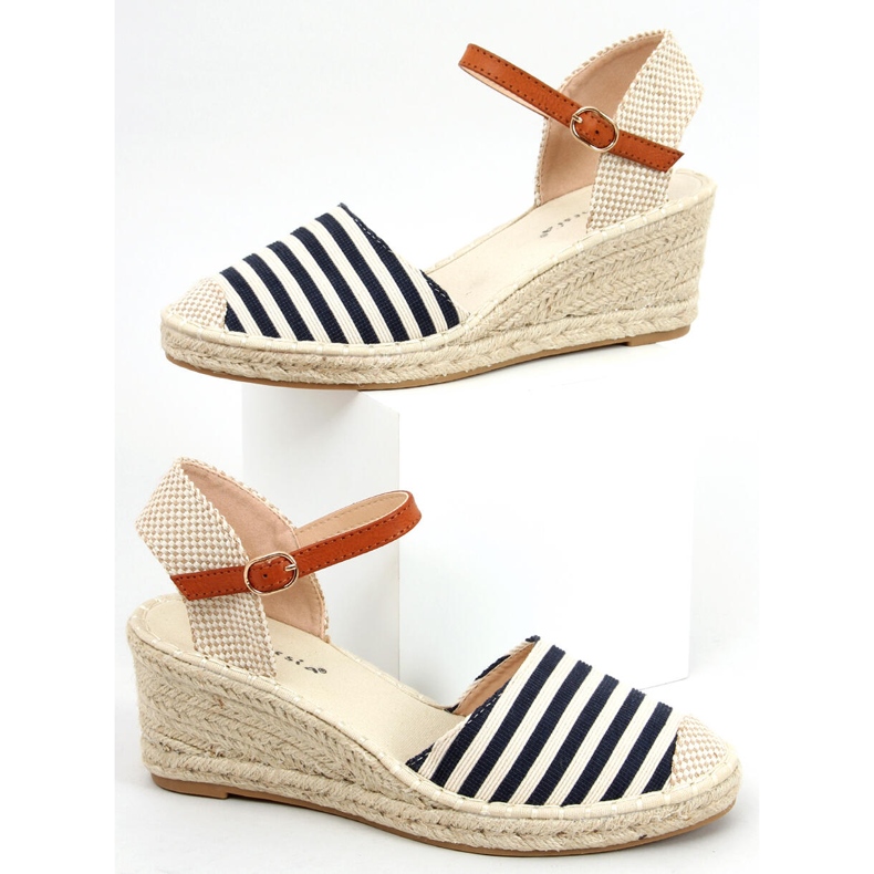 Irma Blue pruhované espadrilky béžový námořnická modř 1