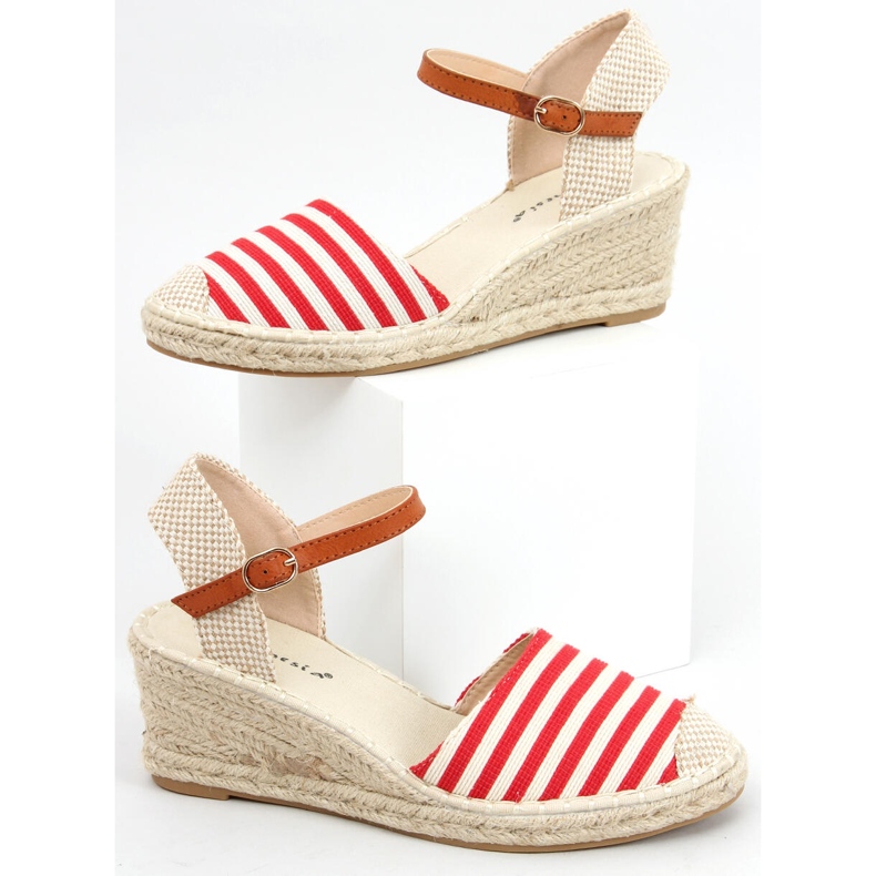 Irma Červené pruhované espadrilky béžový červený 1