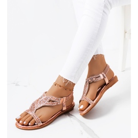 Růžové metalické sandály Mikayla růžový zlatý 1