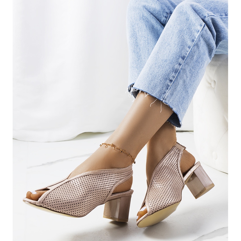 Rush růžové prolamované sandály růžový zlatý 1