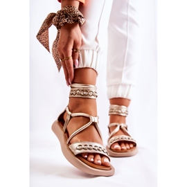 Kožené sandály na platformě Maciejka 05559-25 Zlatá zlatý 1