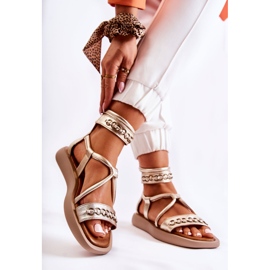 Kožené sandály na platformě Maciejka 05559-25 Zlatá zlatý 2