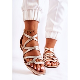 Dámské kožené sandály Maciejka 05523-25 ​​Zlaté zlatý 1