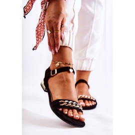 Vinceza Dámské semišové sandály s řetízkem černá norine 1