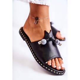 Vinceza Dámské klasické pantofle s poutkem Černá Cassia 2