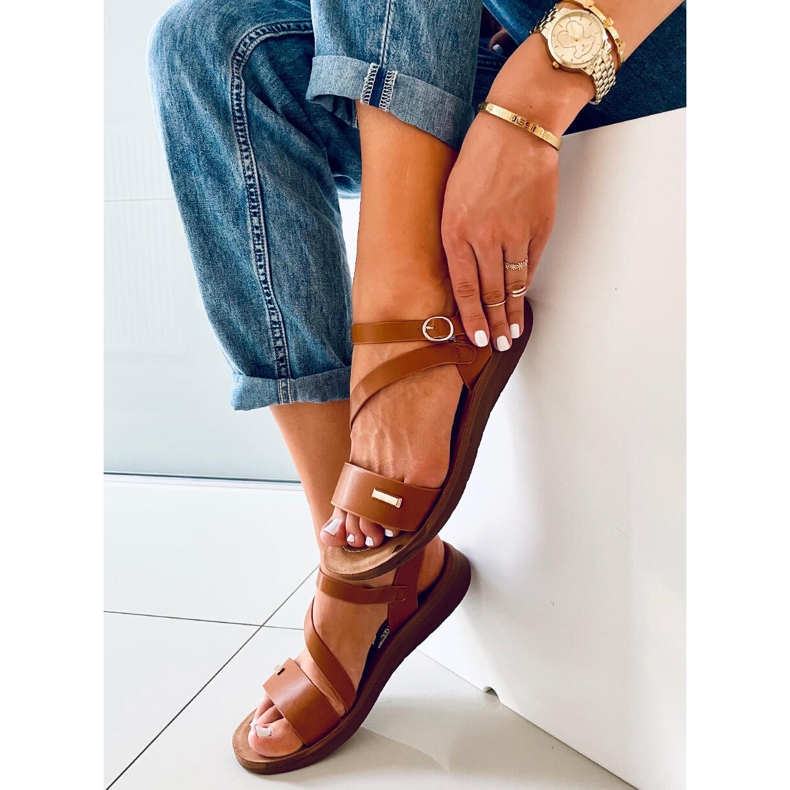 Dámské sandály Leaf Camel hnědý 2