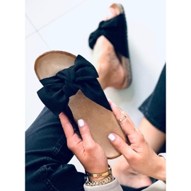 Korkové pantofle s mašlí Lilac Black černá 1