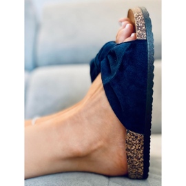 Korkové pantofle s mašlí Lilac DK.BLUE modrý 1