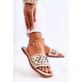 S.Barski Dámské Kožené Pantofle Na Plochém Podpatku Béžová Hollis béžový 1