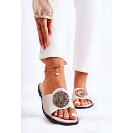 S.Barski Dámské kožené pantofle se zlatým zdobením Colene 1