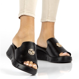 Kožené pantofle Filippo DK3596 / 22 Bk černé černá 4