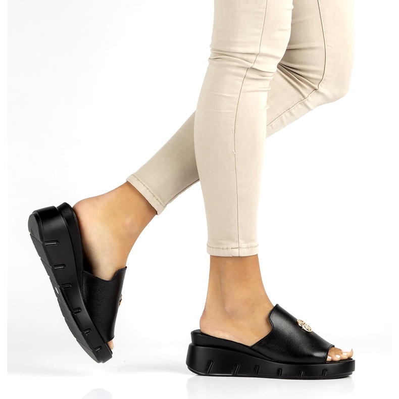 Kožené pantofle Filippo DK3596 / 22 Bk černé černá 5