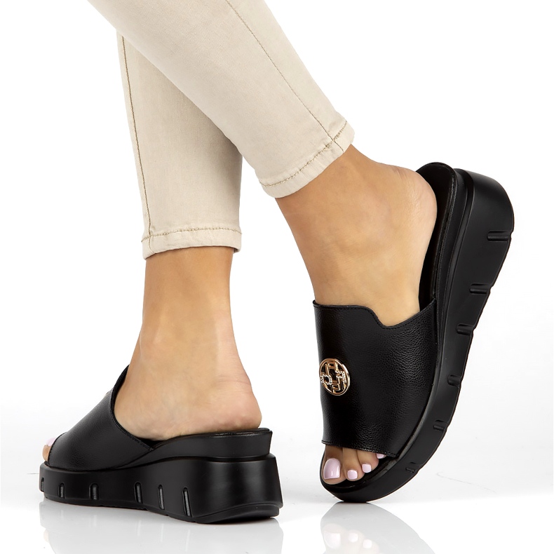 Kožené pantofle Filippo DK3596 / 22 Bk černé černá 6