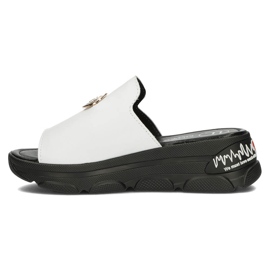 Kožené pantofle Filippo DK3872 / 22 Wh bílé bílý 2